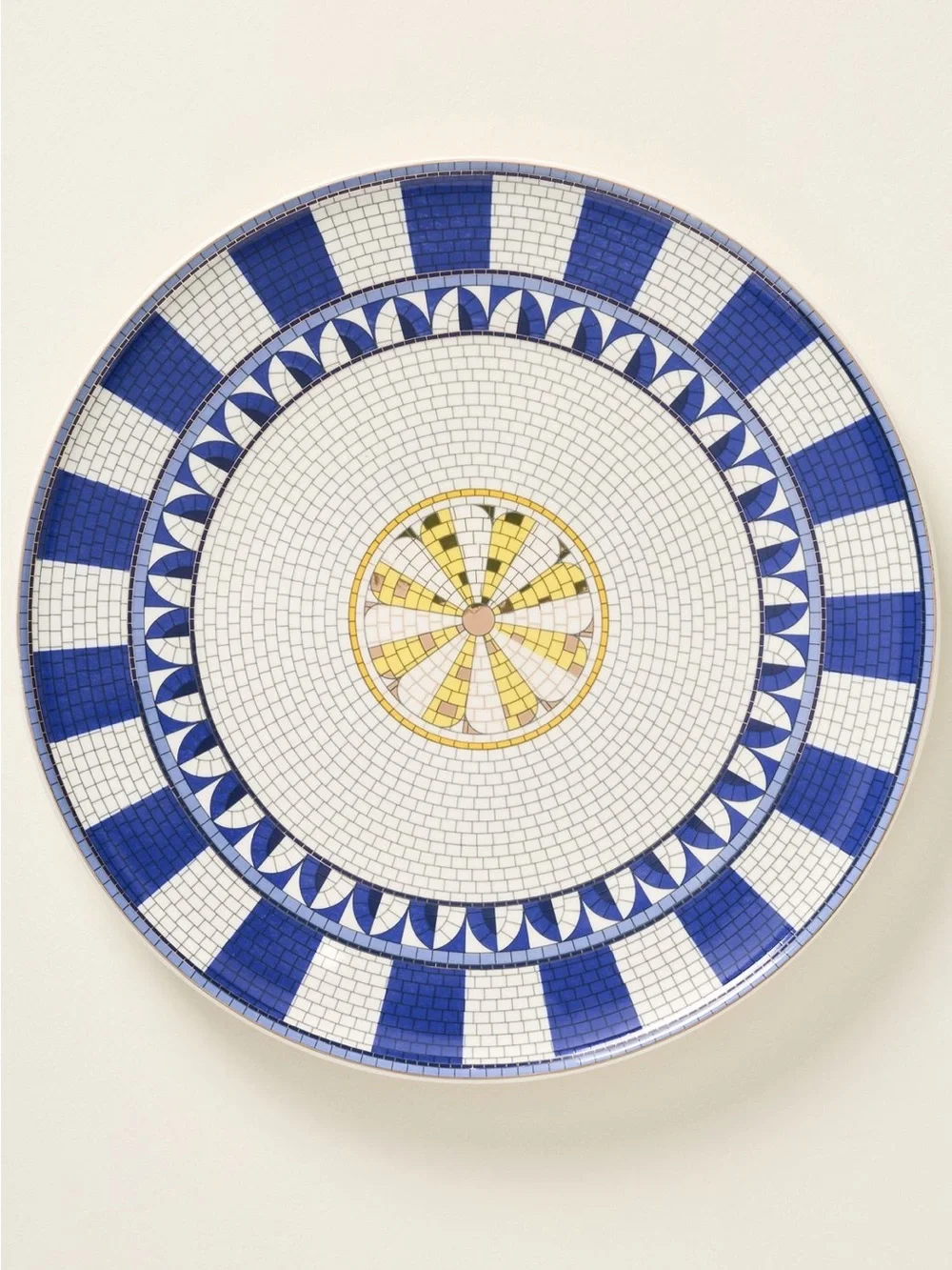 Anthropologie Bistro Tile Stoneware 24k Gold Accent Italia Dinner Plate Sapphire